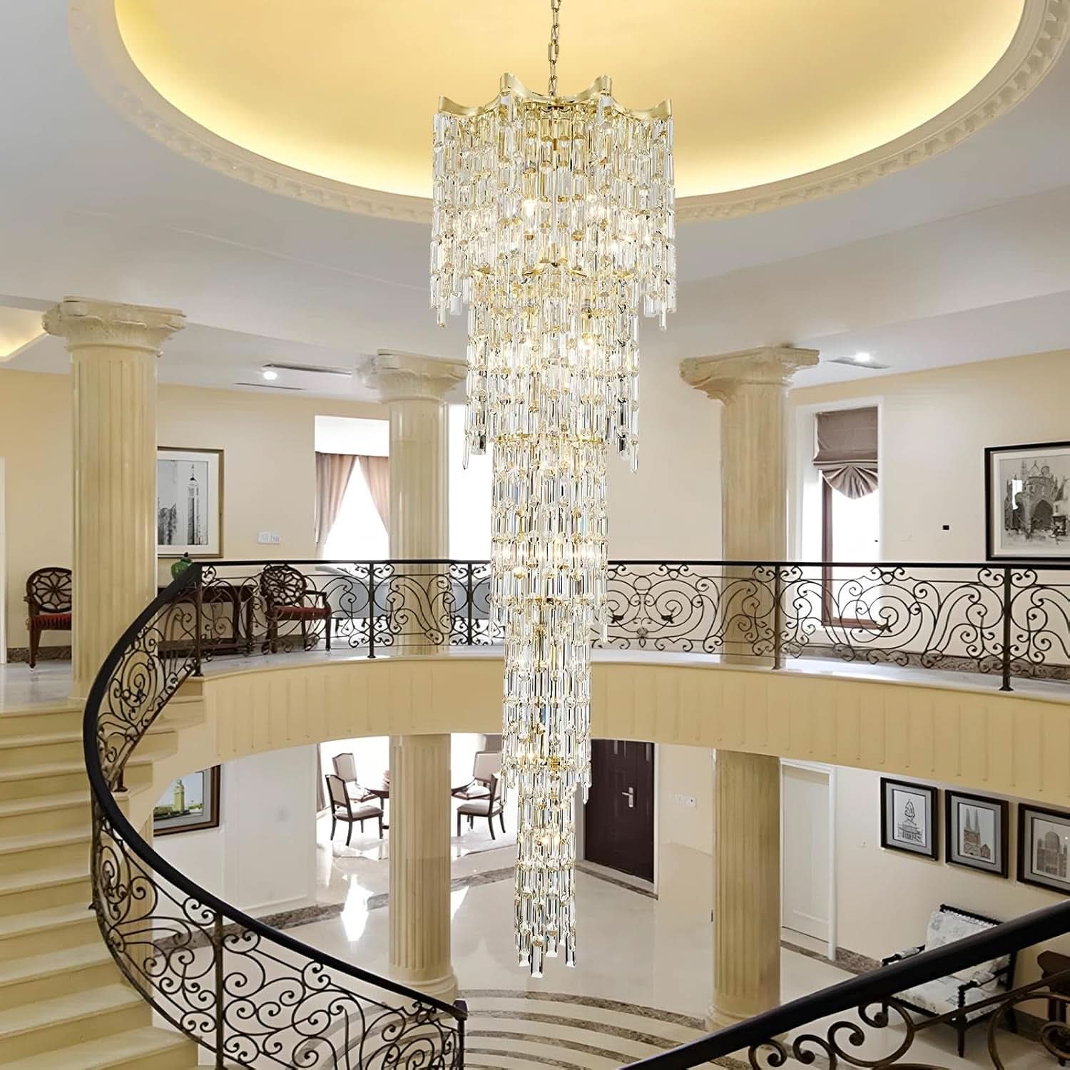 Seventy Nine Inch Gold Crystal Chandelier With K9 Crystals