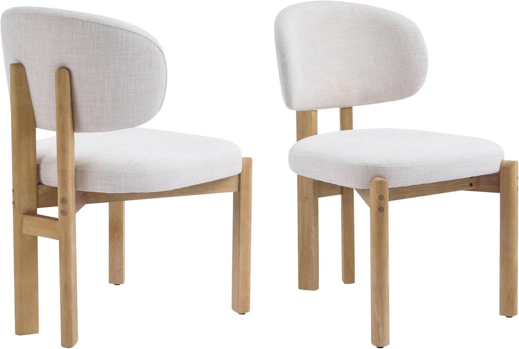 Beige Upholstered Mid Century Dining Chairs Collection