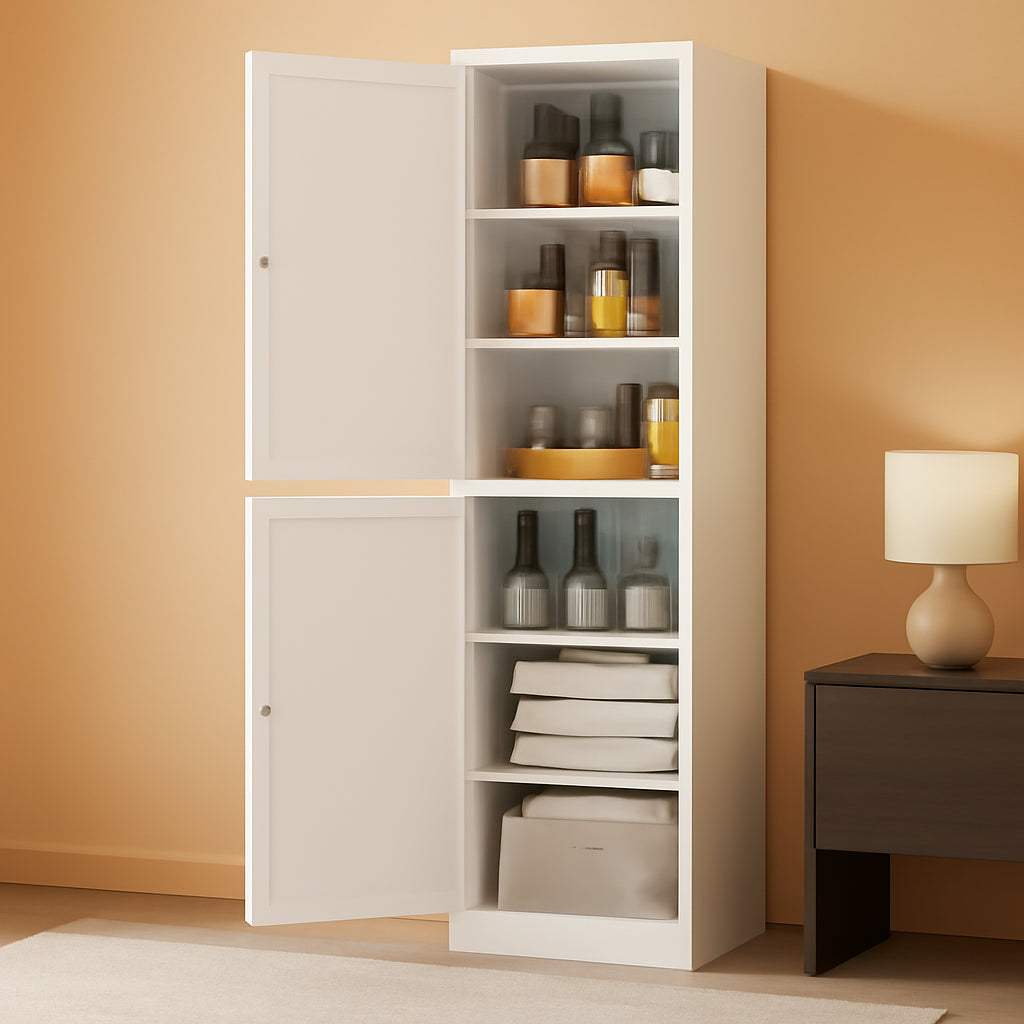 Tall White Metal Pantry Cabinet Sixty seven inch Locking