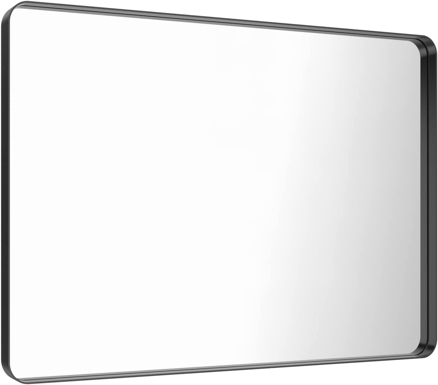 48X32 Inch Matte Black AntiRust Tempered Glass Mirror