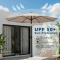 Beige 9ft Patio Umbrella Tilt Crank UV Resistant Coat