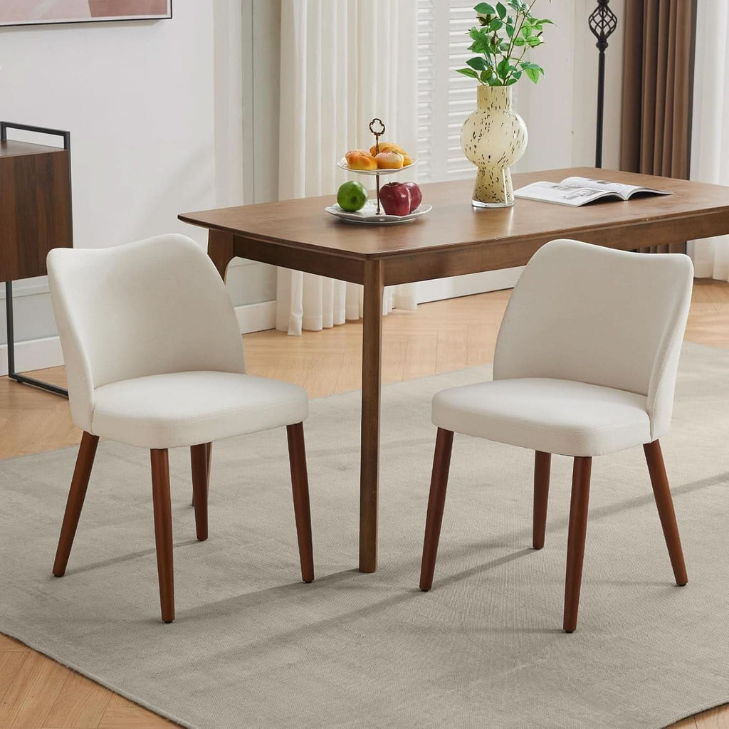 Luxurious White Linen Wingback Dining Chairs FourPack