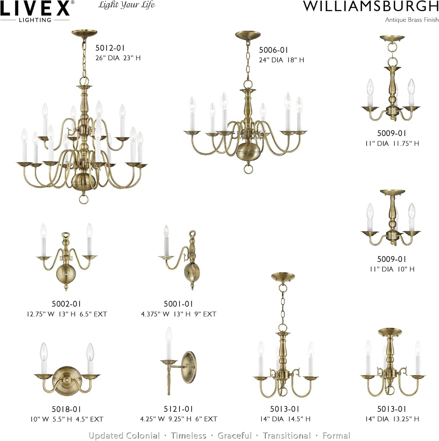 Williams burgh 6 Light Antique Brass Chandelier Fixture