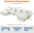 160 Inch White Corduroy Modular Sectional Sofa Set