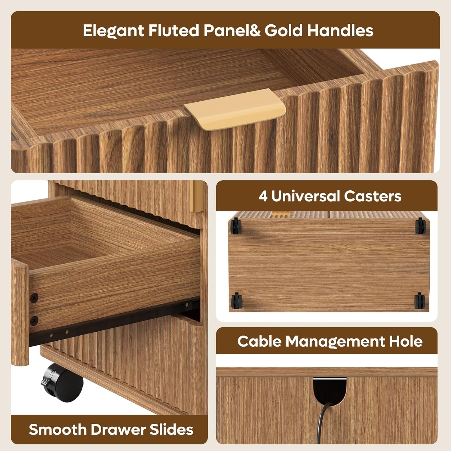 Five Drawer Wooden File Cabinet With Adjustable Shelf