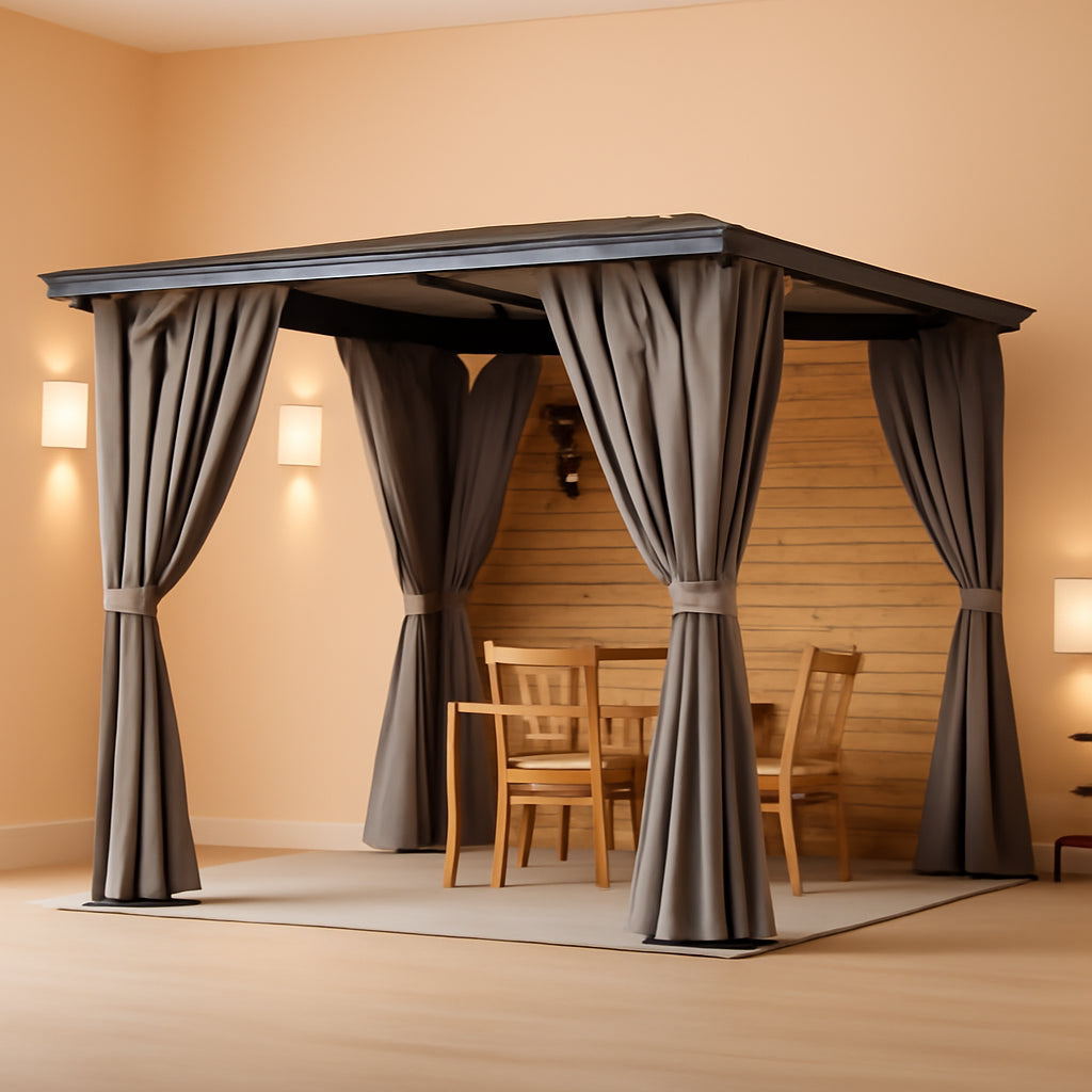 16x8 Residential Backyard Gazebo With Curtains Netting