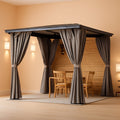 16x8 Residential Backyard Gazebo With Curtains Netting