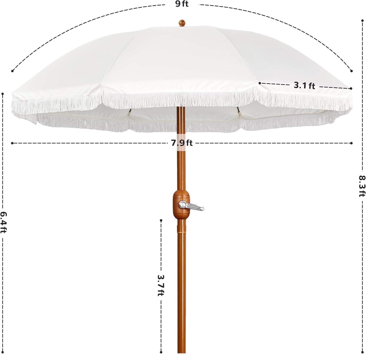 9Ft Cream Weather Resistant Outdoor Umbrella With Crank
