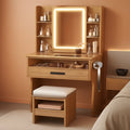 Compact Vanity Desk With Multifunctional Illuminated Mirror