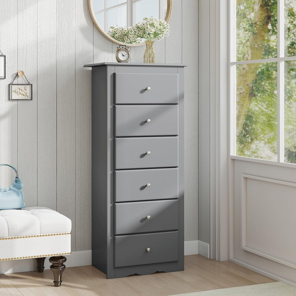 Six Drawer Dresser With Large Capacity Metal Handles
