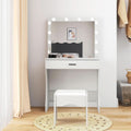 White Vanity Desk With Ultra Bright LED Mirror Storage