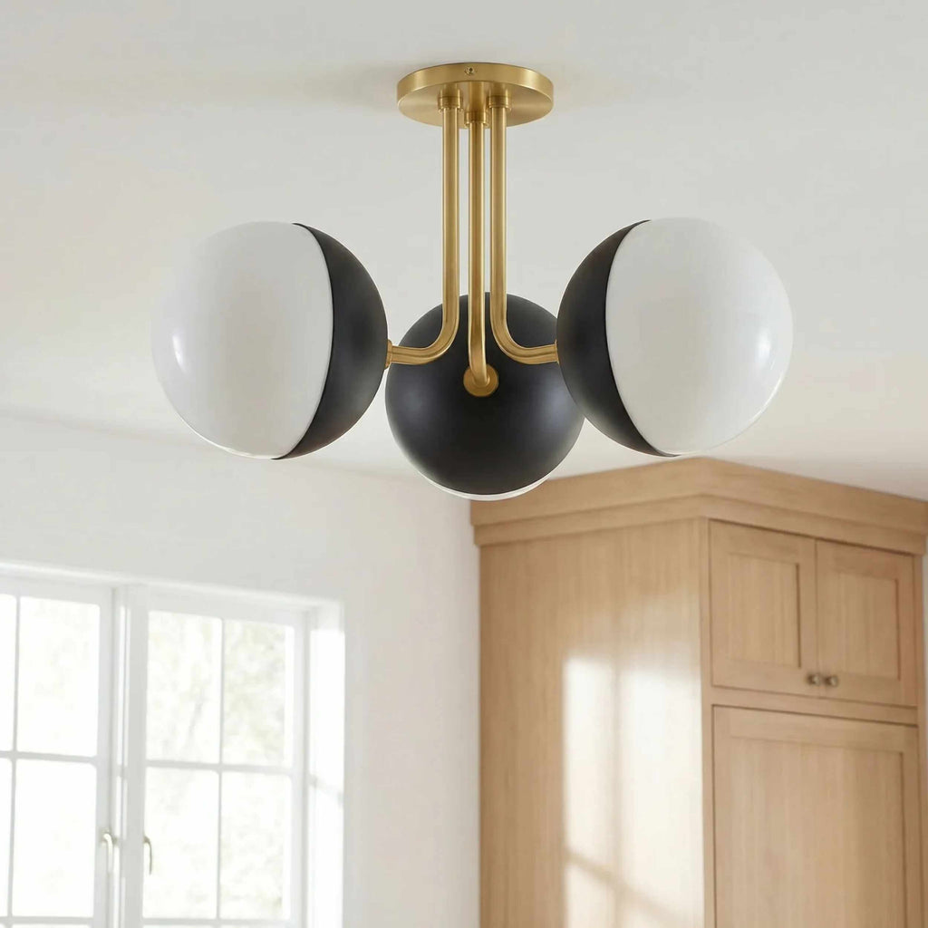 Soft Tan Modern Chandelier with glass details for dining or living rooms