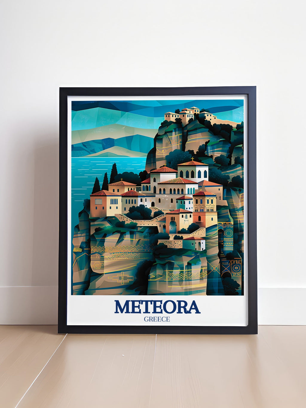 Meteora Travel Print - Varlaam Monastery Wall Art - Kalampaka Travel Poster - Kalampaka Wall Print