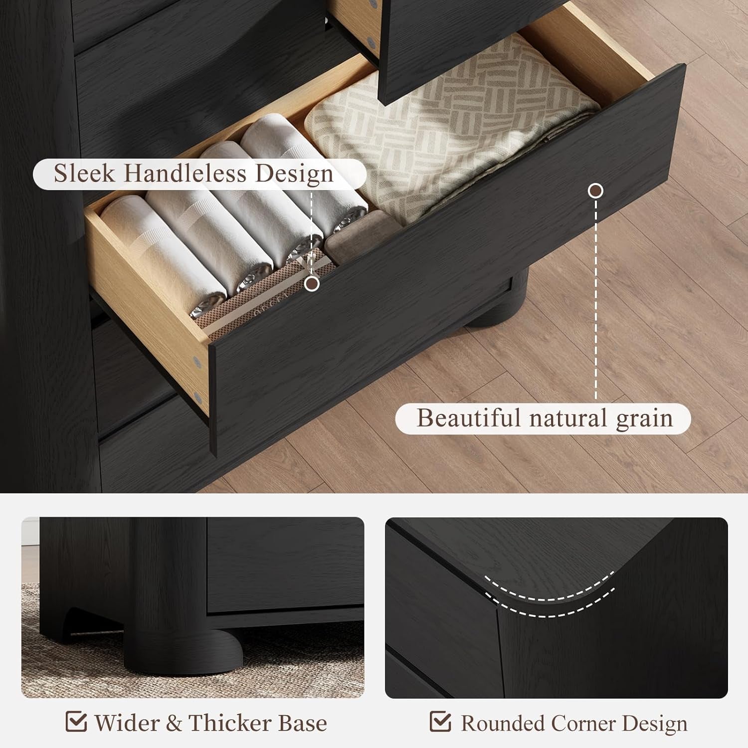 Black Forty Eight Multifunctional Dresser With Ample Storage