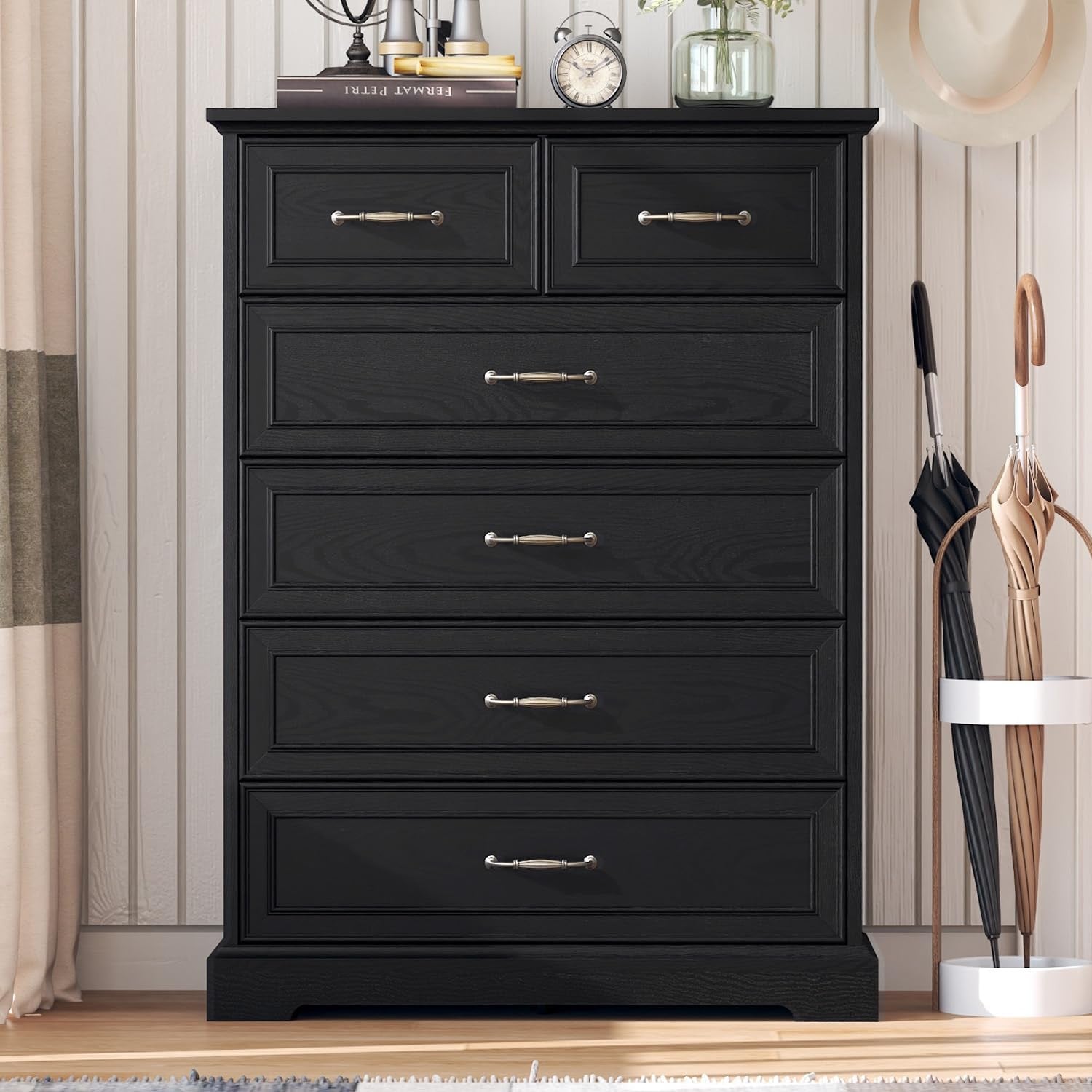 Black 6 Drawer Dresser Contemporary Rustic Hardware