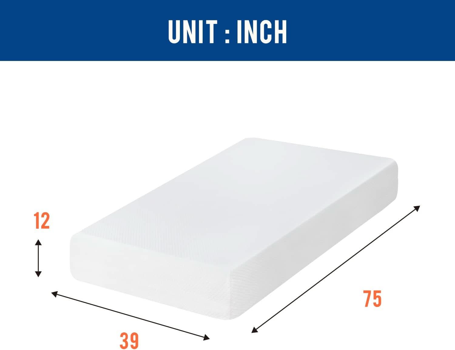 12 Inch Gel Memory Foam Twin Mattress for Comfort