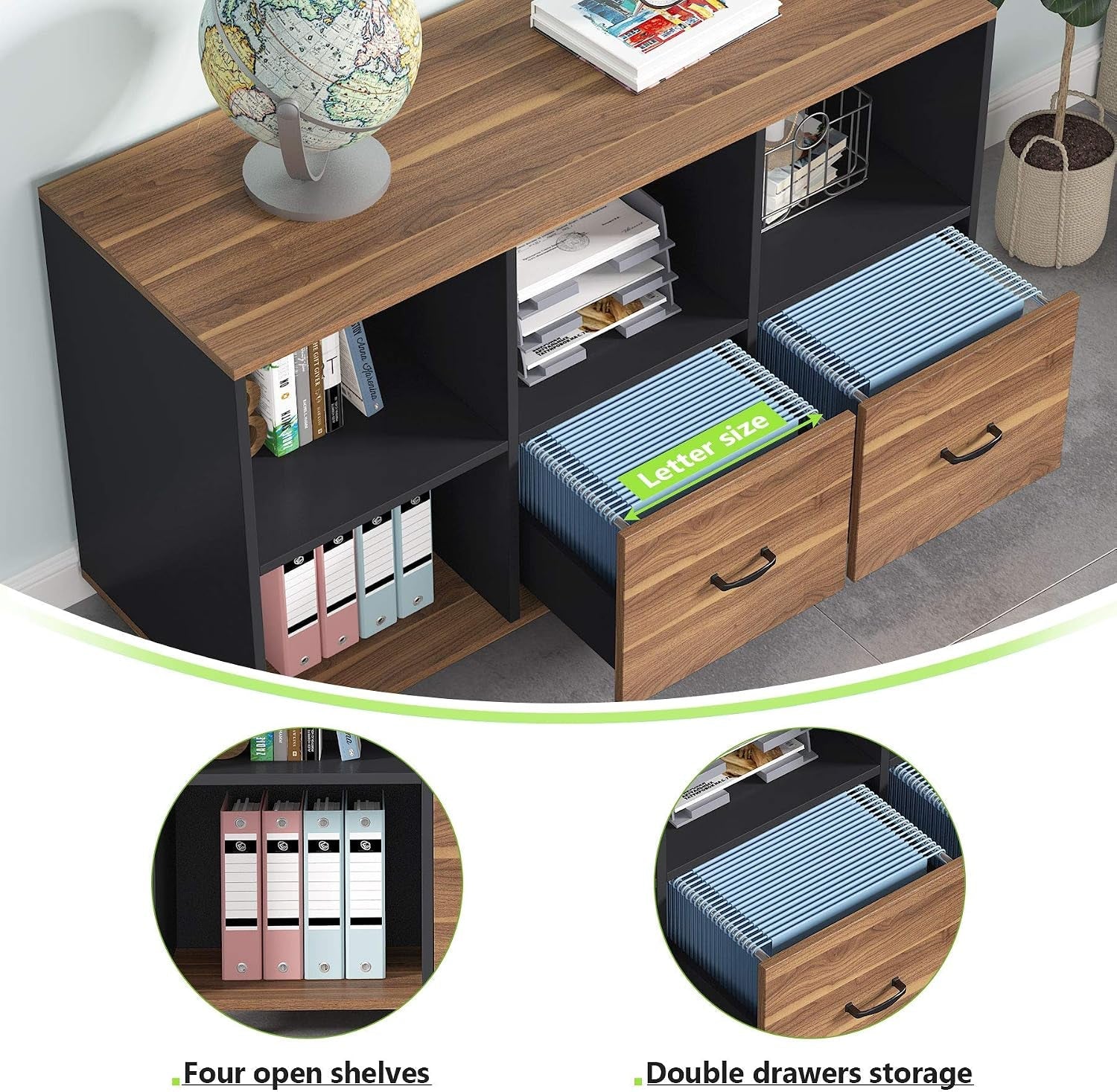 Forty Three Inch Lateral Filing Cabinet With Locking Wheels