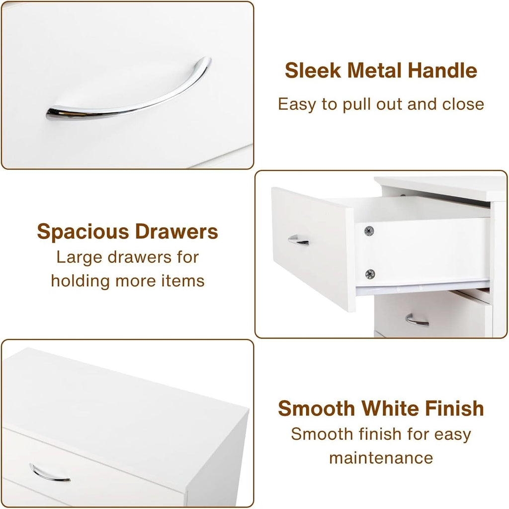 White 4 Drawer Dresser Contemporary Bedroom Storage