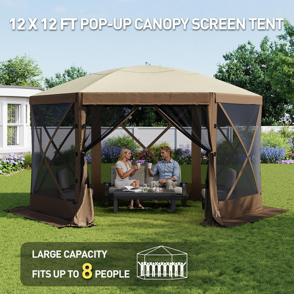 All Weather Proof 12x12 Pop Up Canopy UV Blocking Mesh