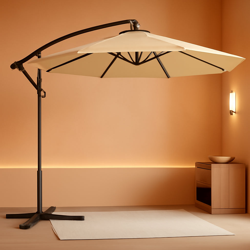 10ft Cantilever Patio Umbrella Weather Resistant Tan UVProtected
