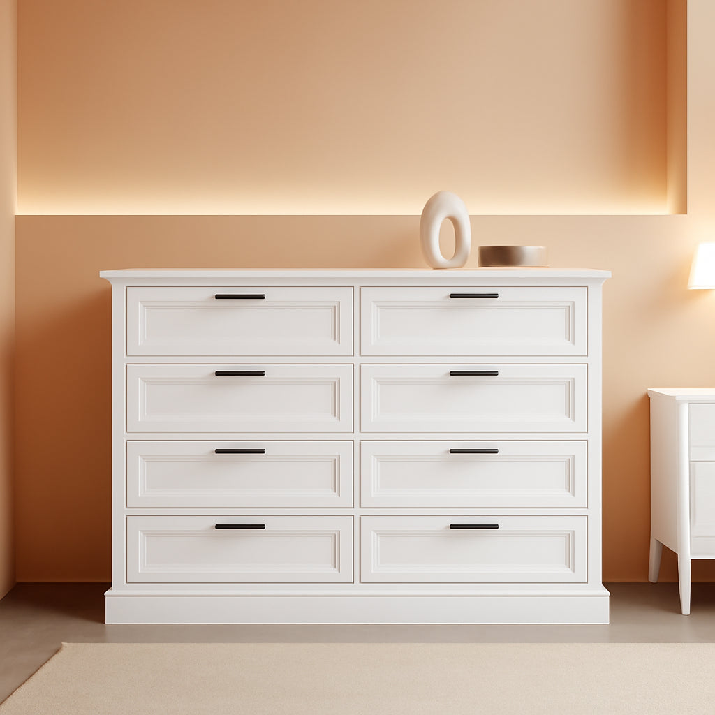 Contemporary Farmhouse White Dresser With Six Drawers