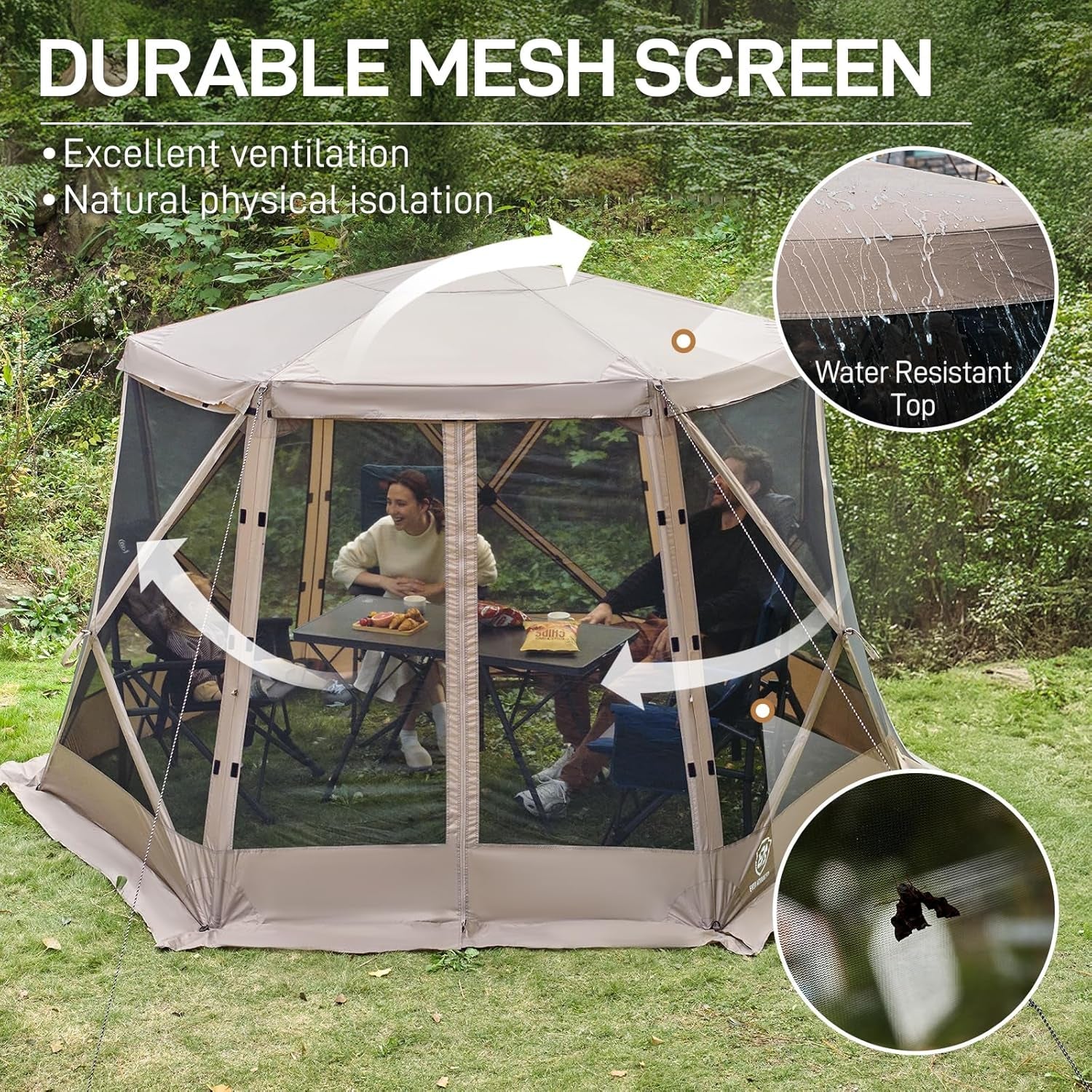 Khaki Pop Up Instantly SetUp Screen Tent 11.5x9.8ft