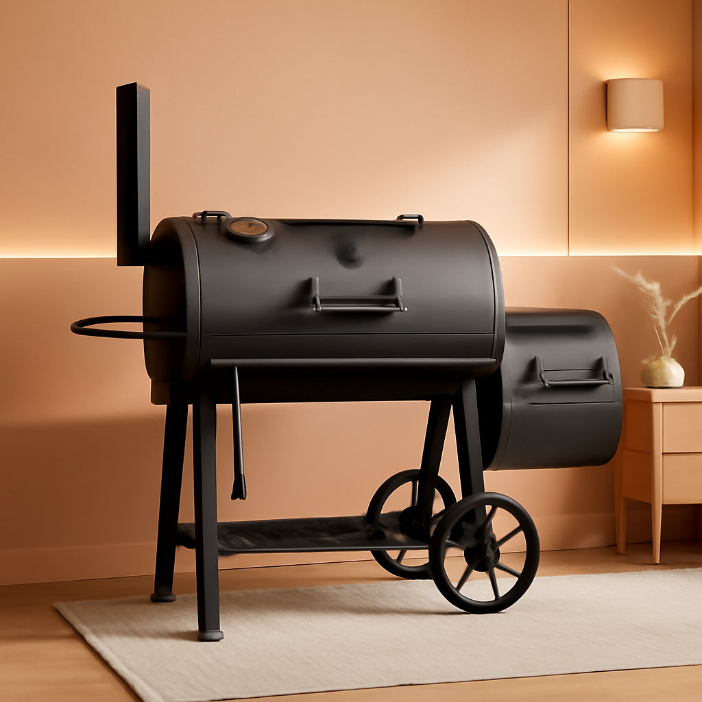Highland Offset Charcoal Smoker Black 900 SquareInches