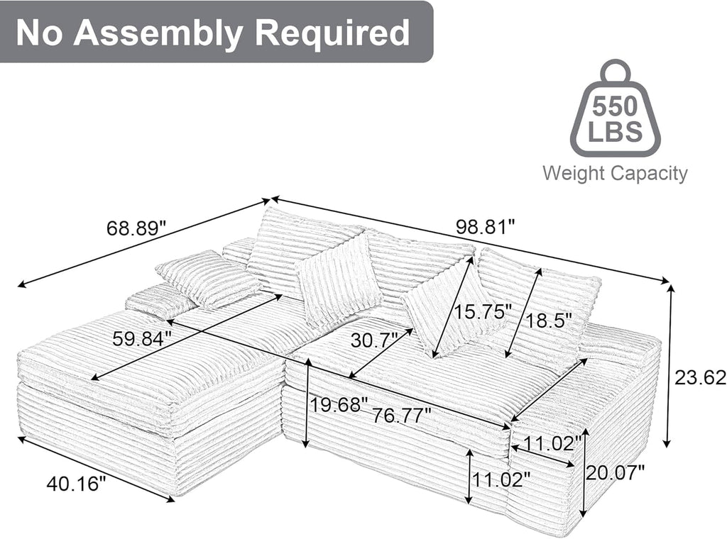 Celestial Cloudlike Modular Sectional Sofa 99 Inch Emerald