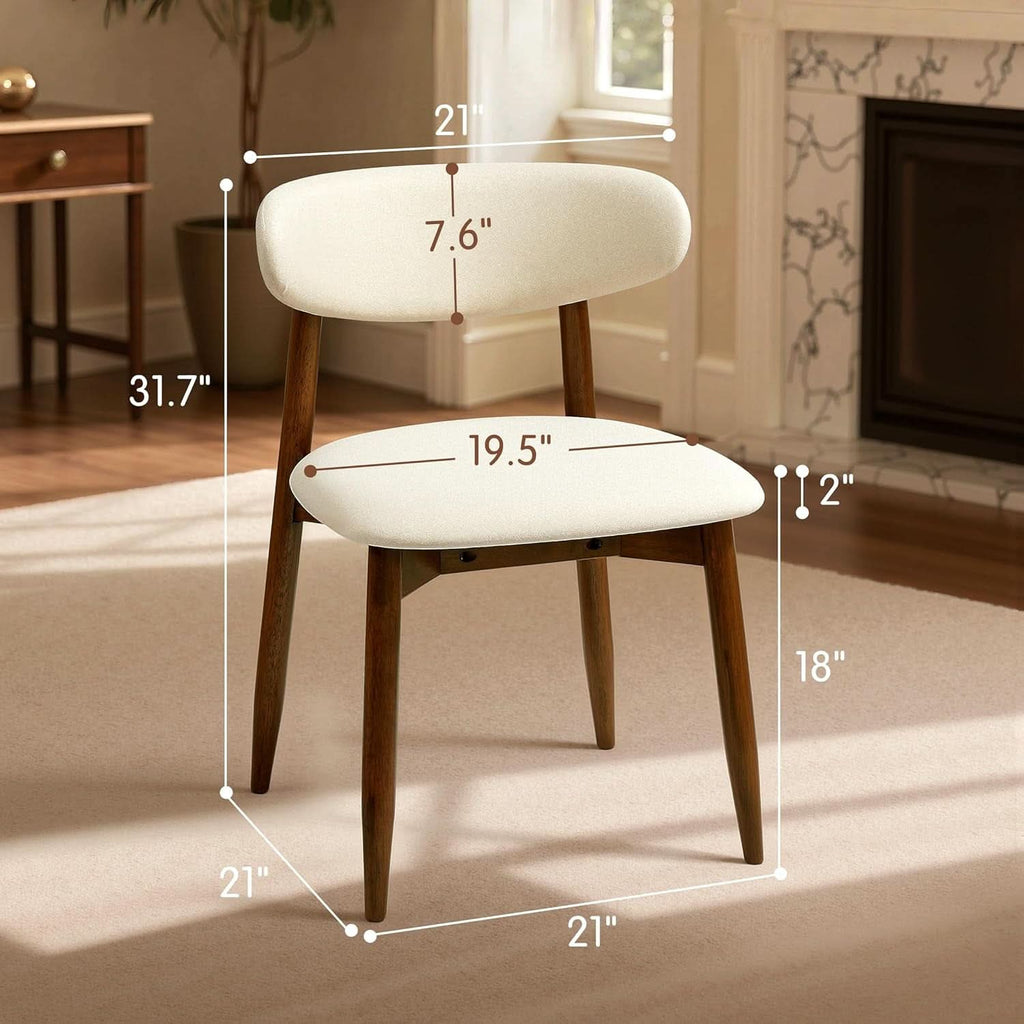 Beige Upholstered Mid Century Modern Dining Chairs
