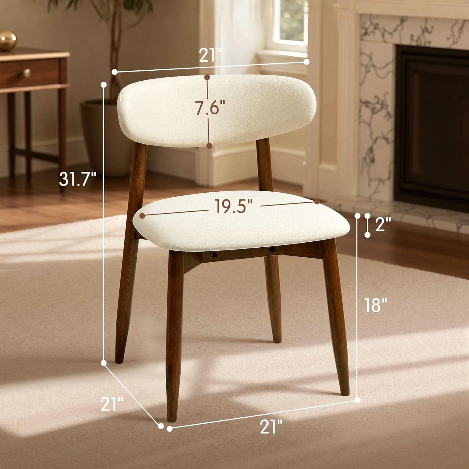 Beige Upholstered Mid Century Modern Dining Chairs