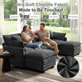 107 Inch Cloud U Shaped Sofa Grey Removable Pillow Covers