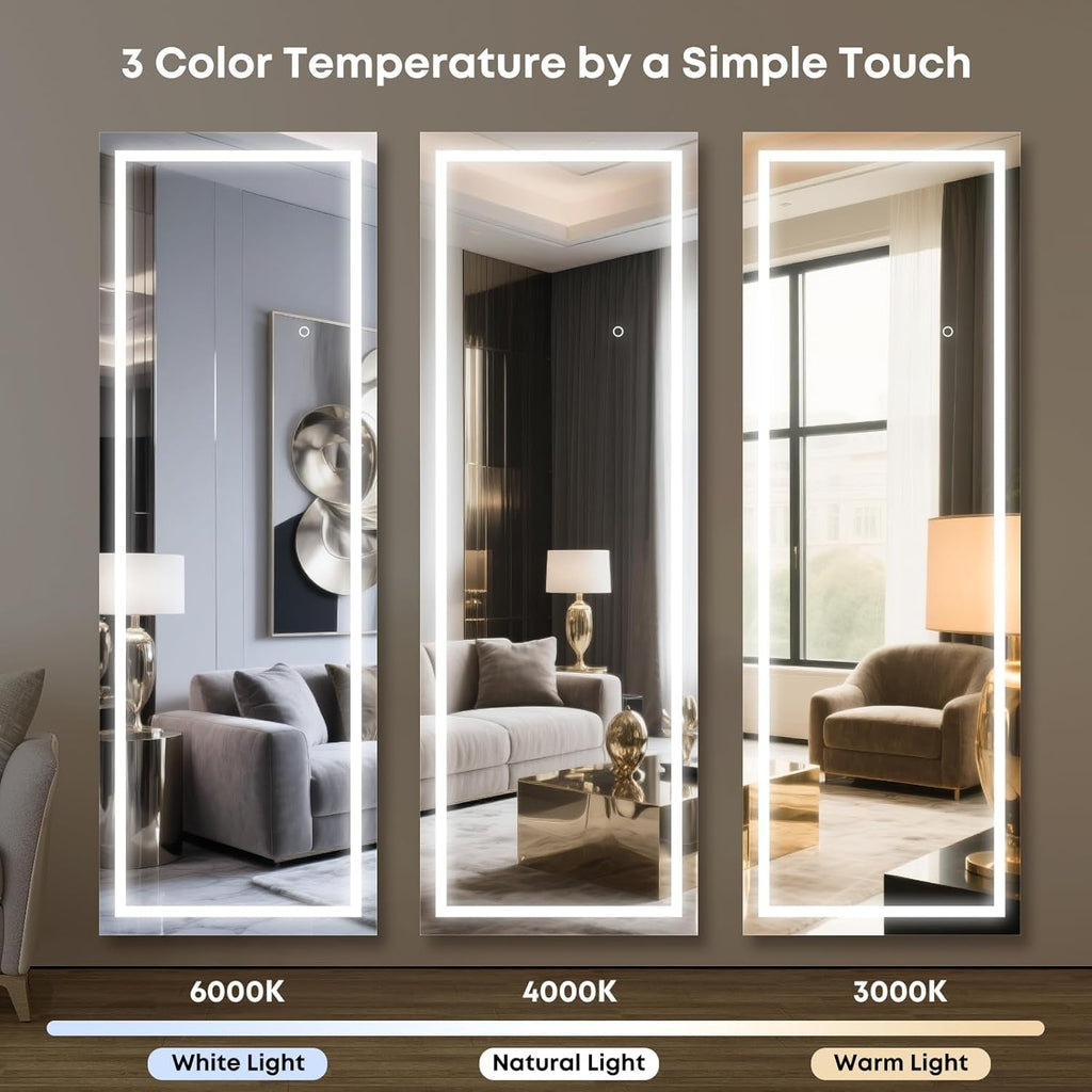 64 Inch LED Floor Mirror Dimmable Lights Full Length
