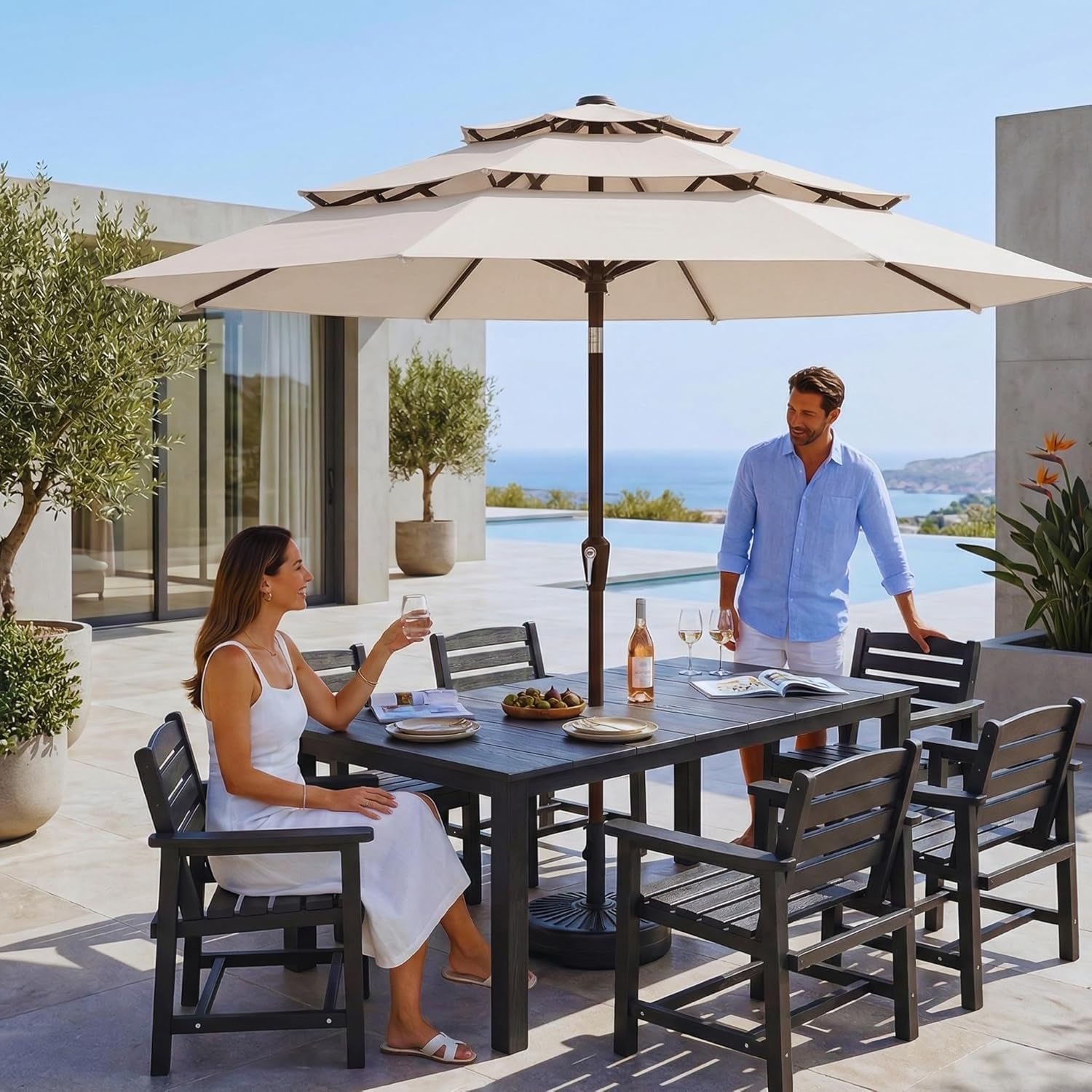 10ft Weatherproof Outdoor Patio Umbrella UPF 50Plus
