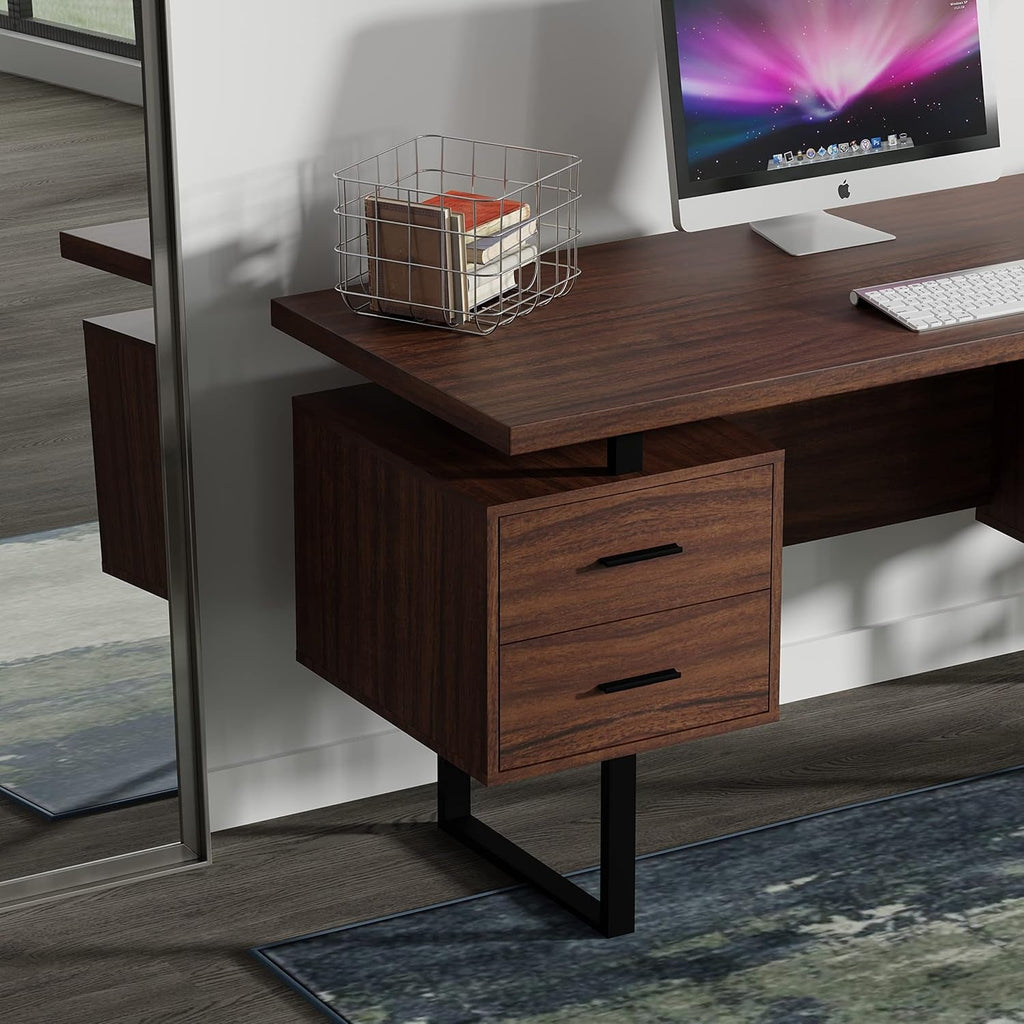 60Inch Walnut Premium Office Computer Desk Industrial