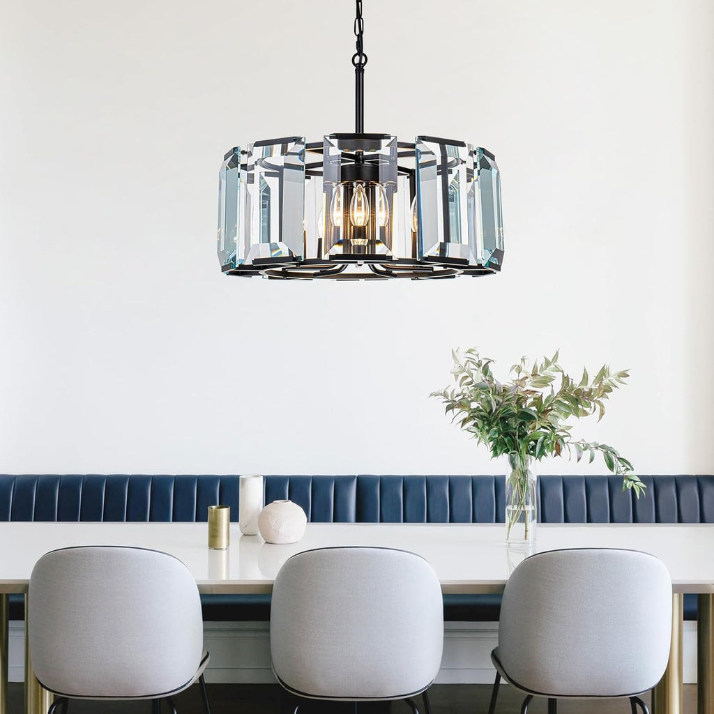 Twenty Inch Modern Luxe OnyxBlack Crystal Chandelier Five Light