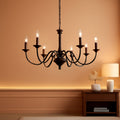 Black Farmhouse Eight Light Chandelier Dining Room