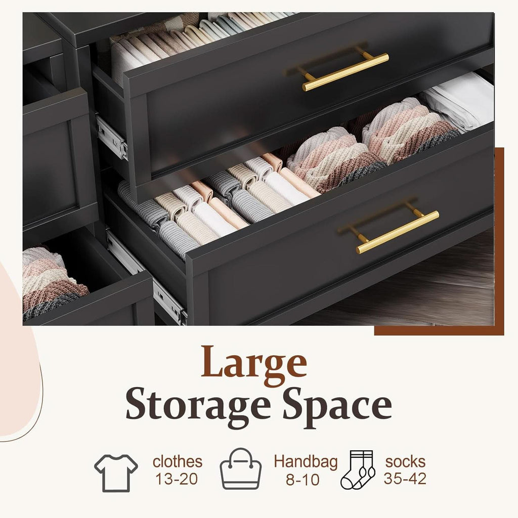 Charcoal Black Industrial Dresser With Five Drawers