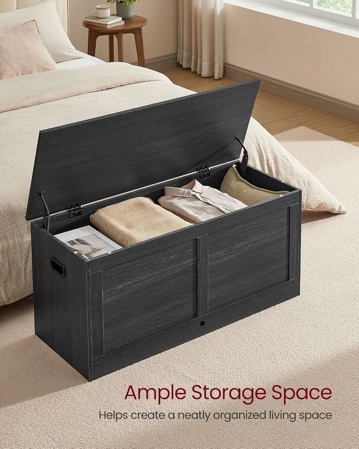 Charcoal Gray Storage Bench With 39 Inches Capacity