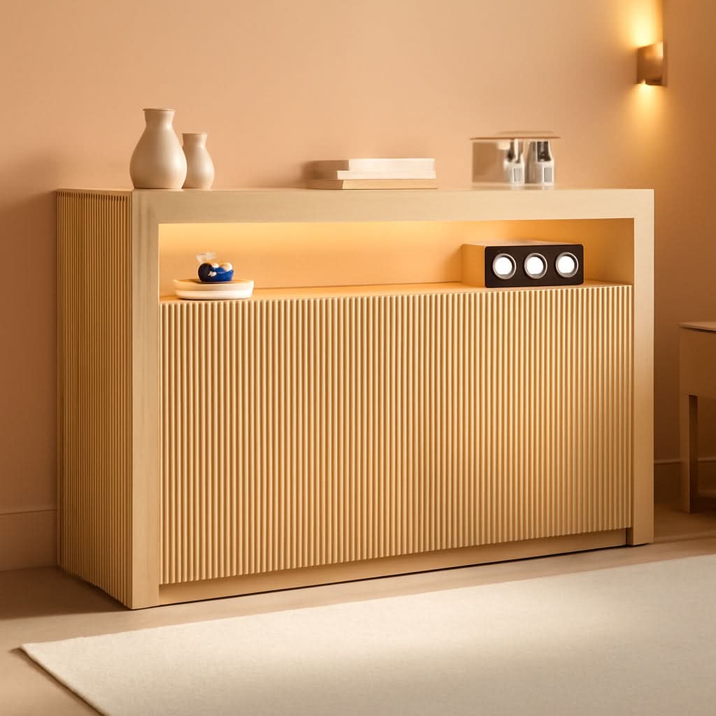 PremiumQuality Oak TV Entertainment Center With LEDs