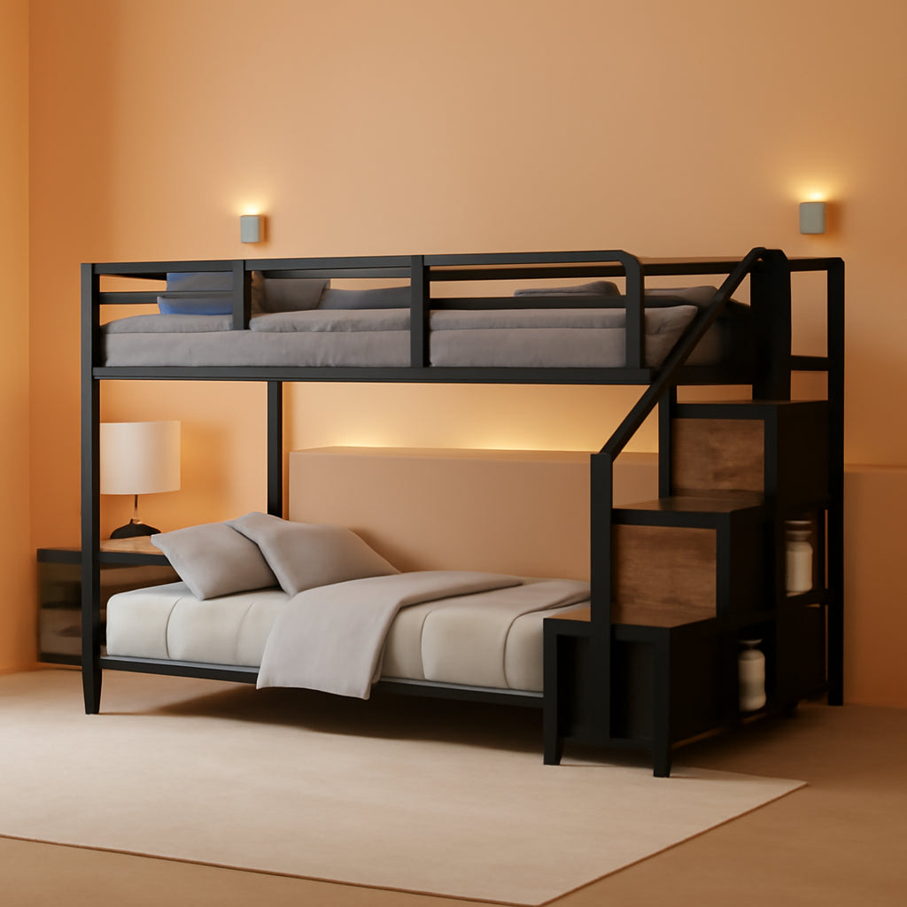 Black Premium Space Saving Functionality Twin Bunk Bed