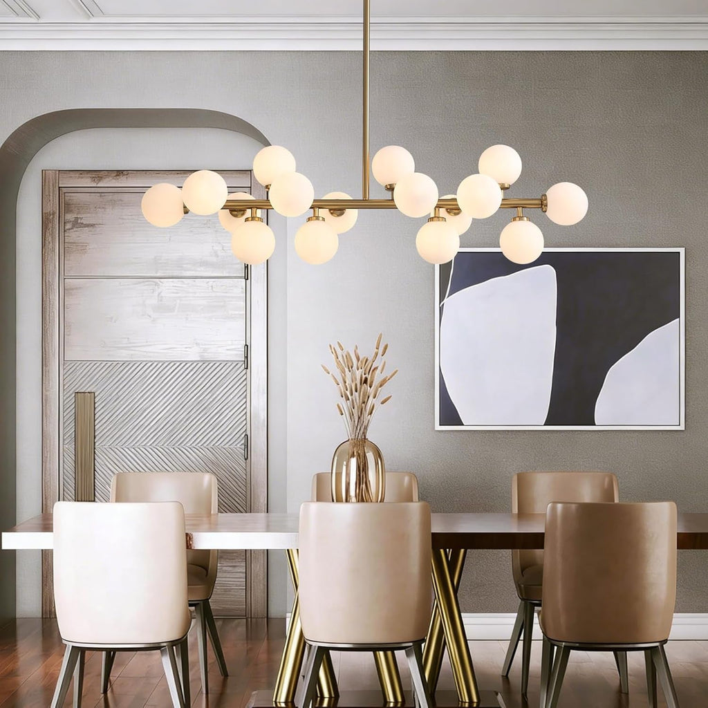 Milky White Glass Globe Sputnik Ceiling Chandelier