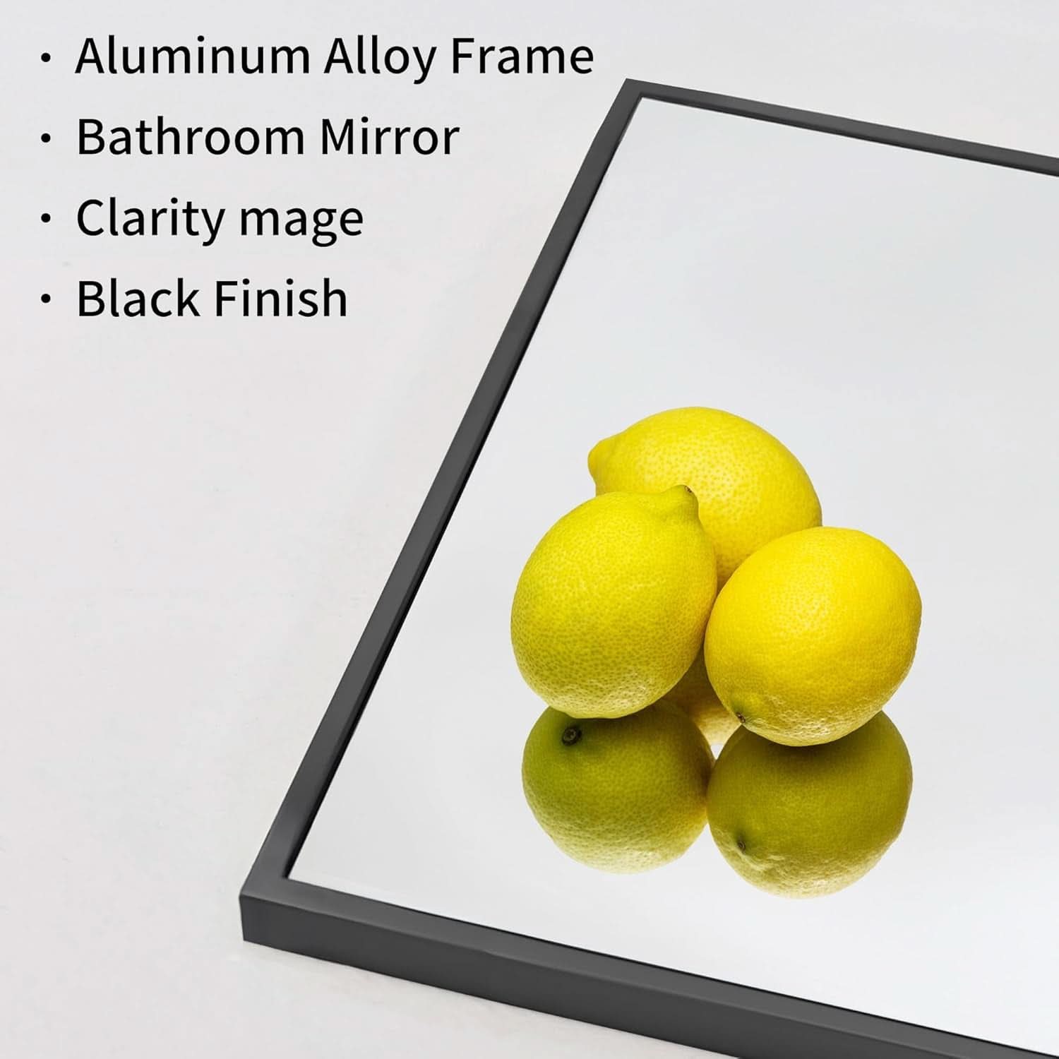 Black 30x50 Inch Rectangle Wall Mirror Polished Metal Frame