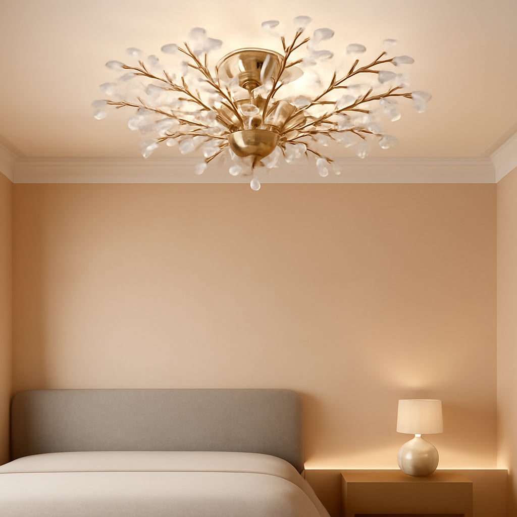Crystal Chandelier 31in Diameter Brushed Gold Finish