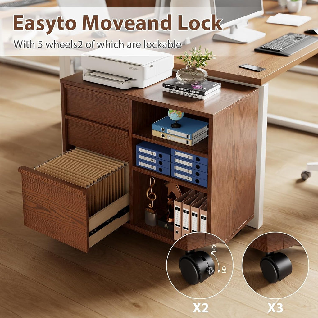 Premium Solid Walnut Three Drawer Lockable Cabinet