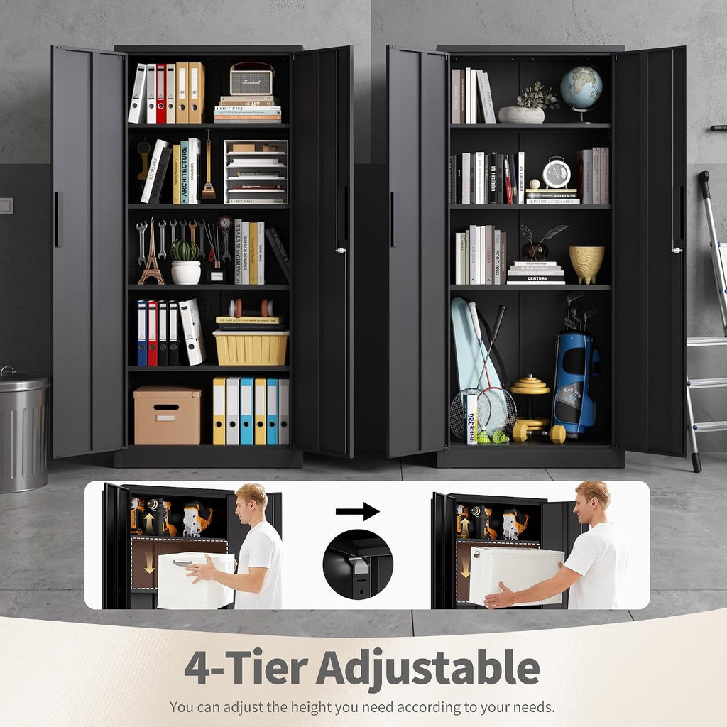 Black Powdercoated Steel Storage Cabinet Lock 71Inch