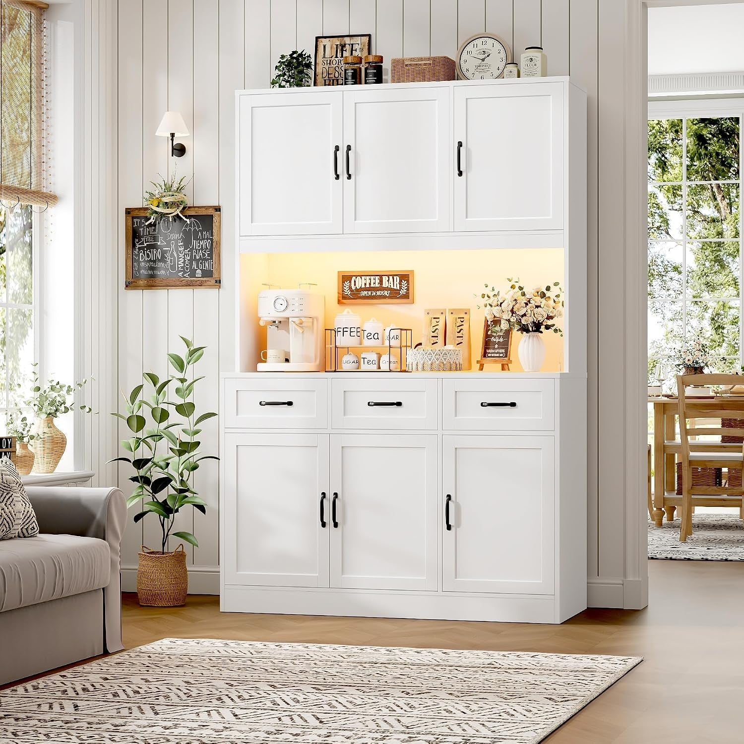 Tall White 72 Inch Kitchen Pantry Cabinet Illumination