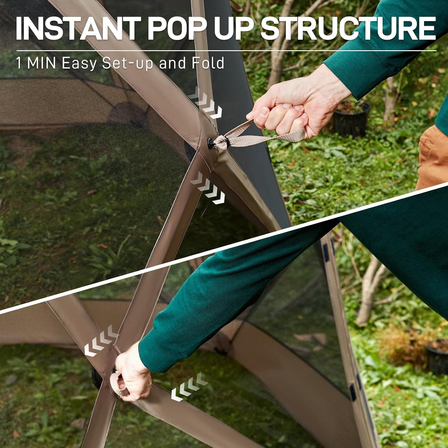 Khaki Pop Up Instantly SetUp Screen Tent 11.5x9.8ft