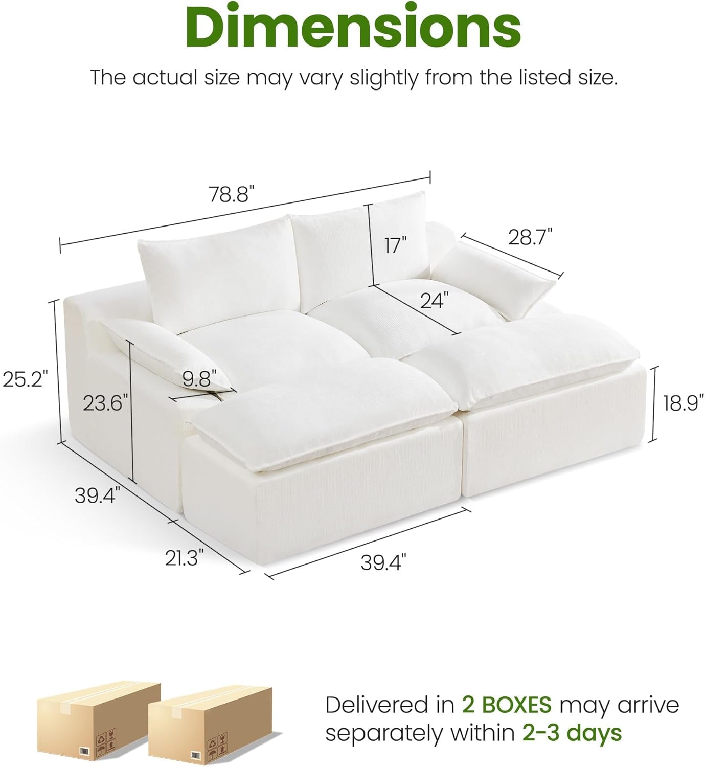 79 Inches Boneless Modular Sectional Sofa Storage Pro