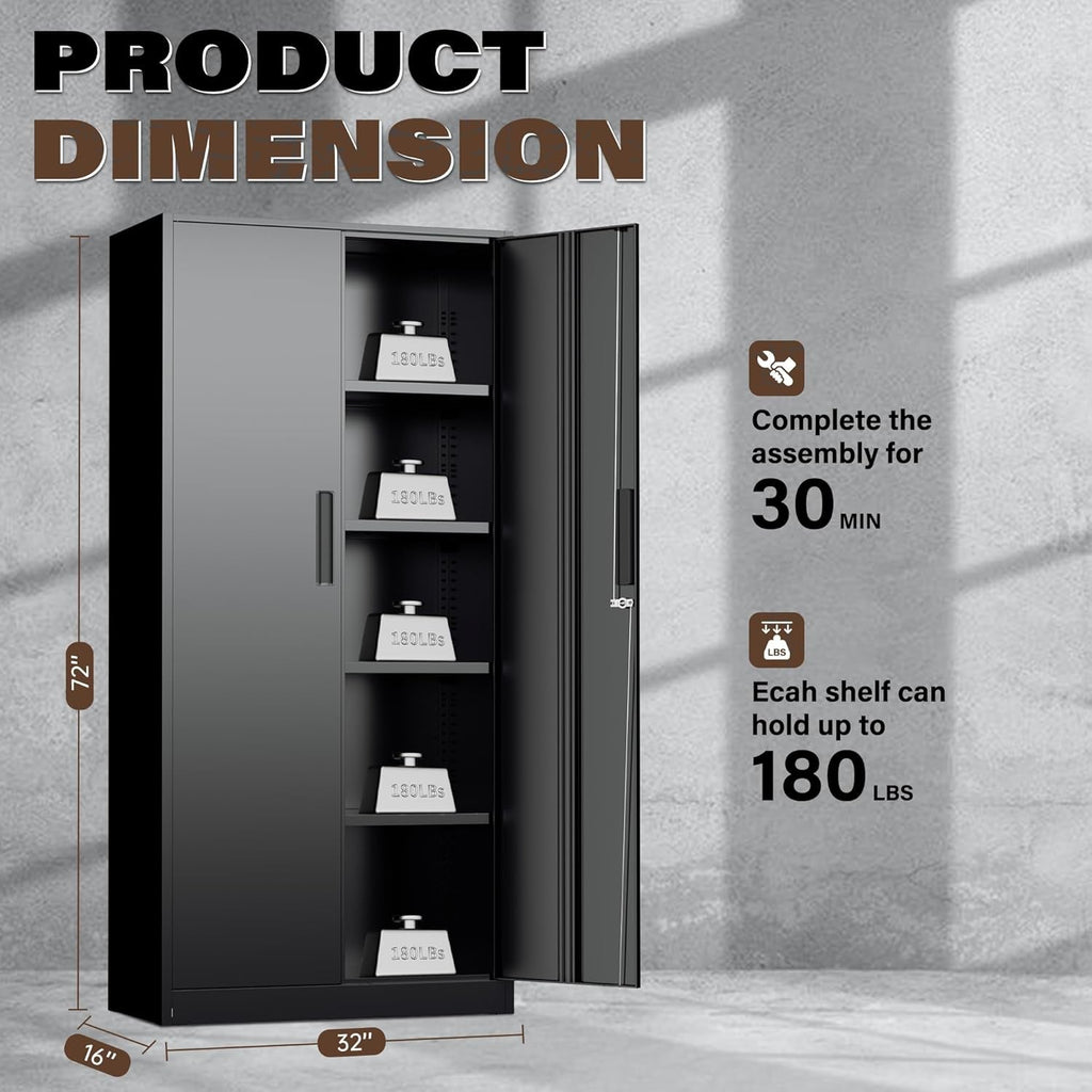 72 Inches Heavy Duty Metal Storage Lockable Cabinet
