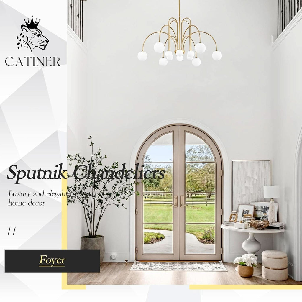 Gold Sputnik Chandelier 52 Inch Radiant Milk Glass Shades